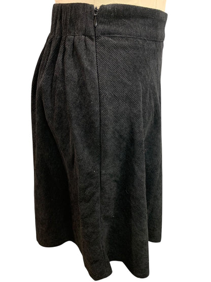 3XL Black Corduroy A-Line Skirt Side Zip Partial Elastic Waist