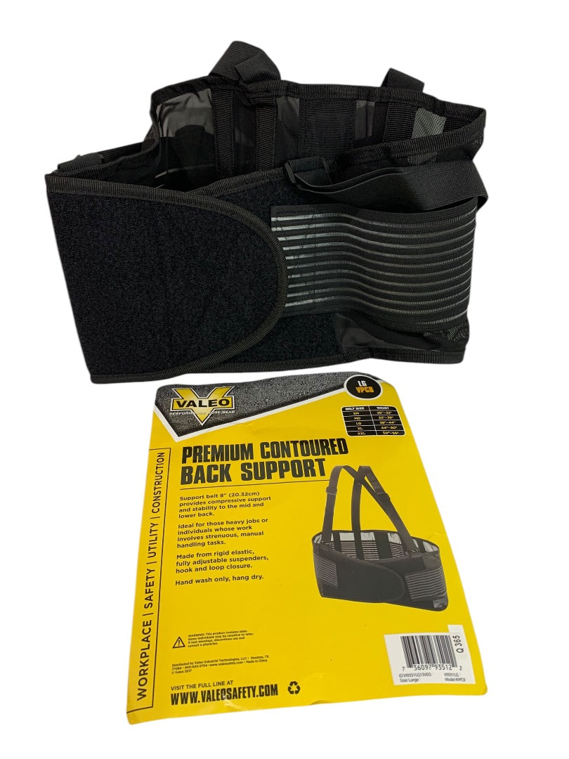 Large Valeo Premium Contoured Back Support Belt 8" Waist 38-44"
