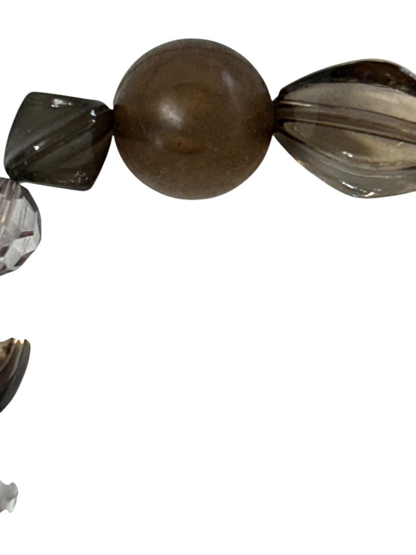 Acrylic Beaded Stretch Bracelet Clear Black Brown