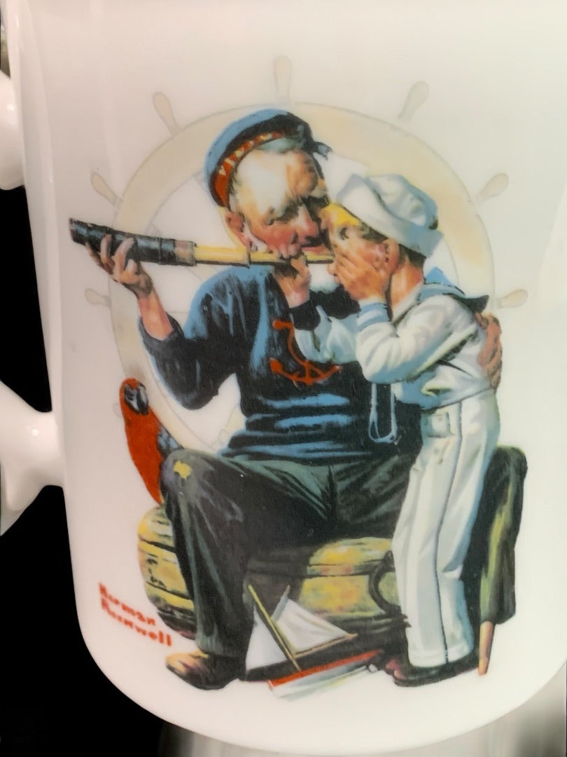 1981 Norman Rockwell Porcelain Pedestal Mug "Ship Ahoy" The Danbury Mint