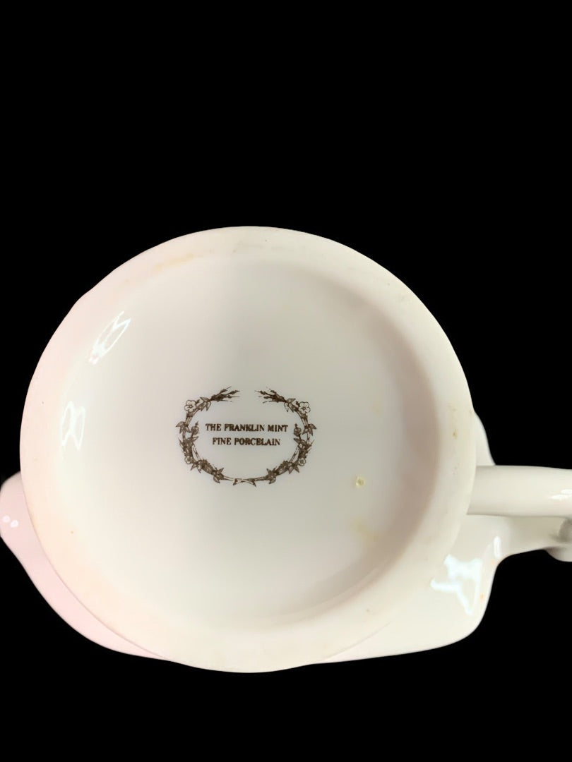 1980s Frankin Mint Fine Porcelain Creamer Collection Floral Rectangular 4 Inch