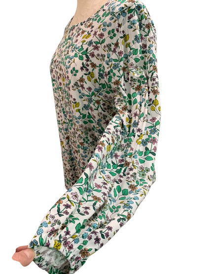 Medium LOFT Womens Popover Floral Blouse Shirt Long Sleeve