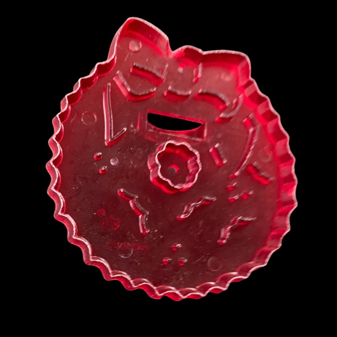 1970s Red Transparent HRM Wreath Plastic Cookie Cutter USA