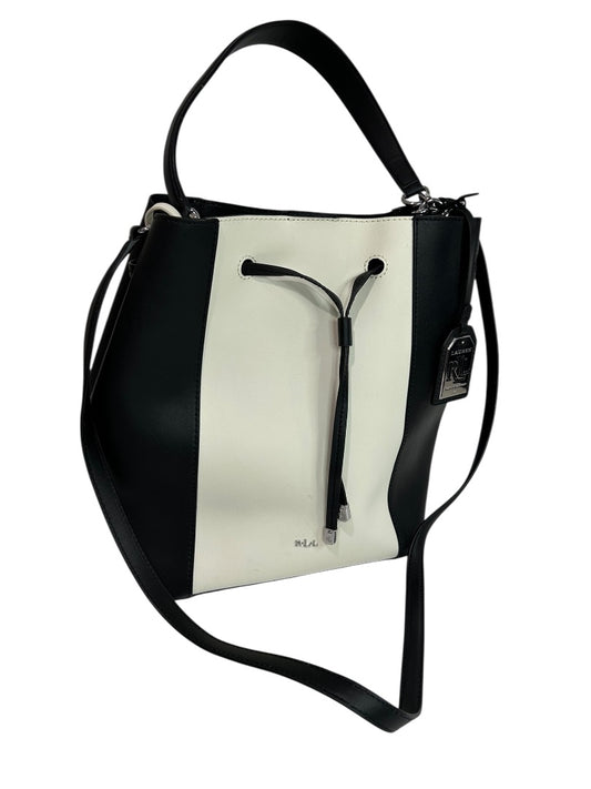 Lauren Ralph Lauren Color Block Leather Bucket Bag Black Cream