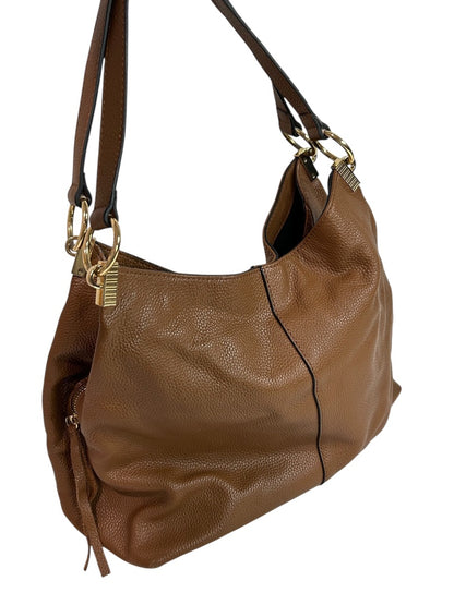 Vince Camuto Rayna Shoulder Bag Dark Rum Pebbled Leather Goldtone Hardware