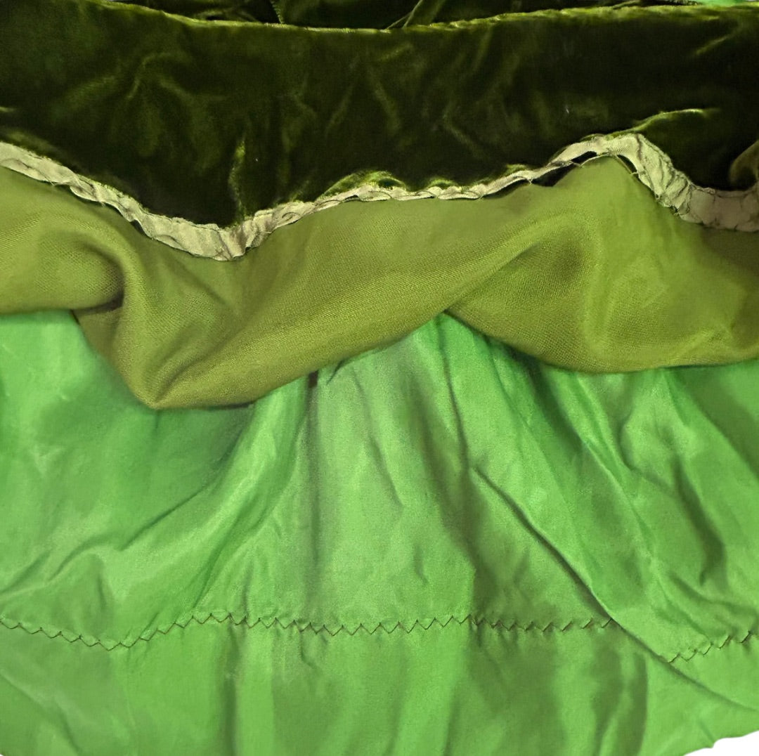 Myra Bushman Dress Green Velvet Sleeveless Gown Vintage 60s Formal USA