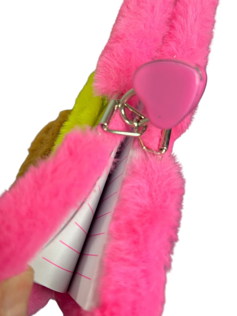 Claires New Plush Lined Journal Diary Locking Pink Avocado 8 x 6 Inch