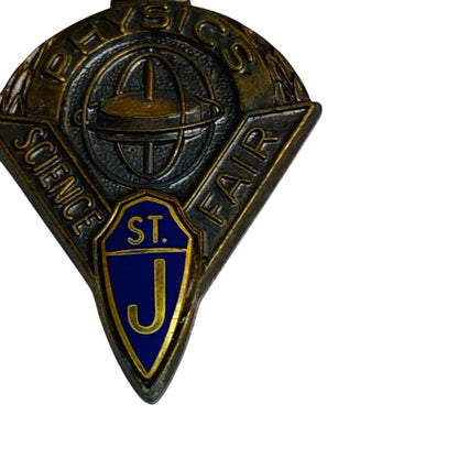 Vintage St Josephs Joes Science Fair Medal Pin Physics 3 Inch