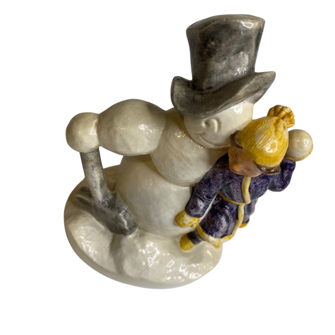Sebastian Miniatures Snow Day Girl Snowman Figurine Signed Numbered Vintage