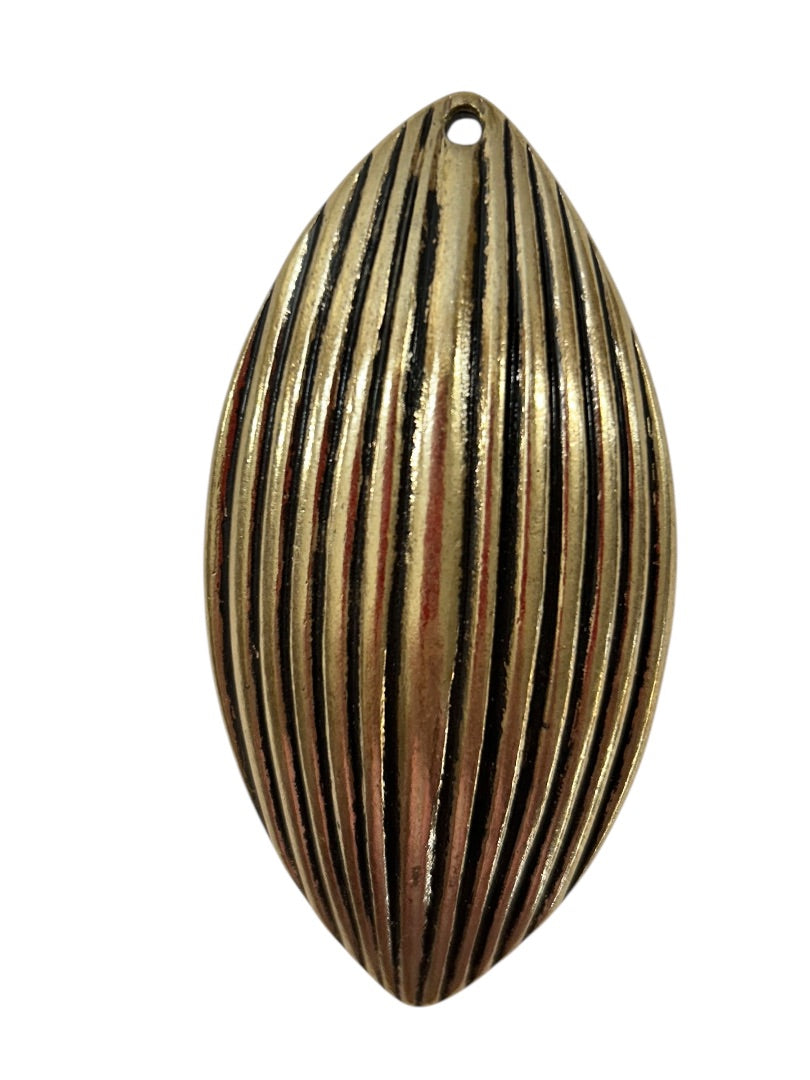 Goldtone Black Statement Pendant for Necklace 3 Inch Textured