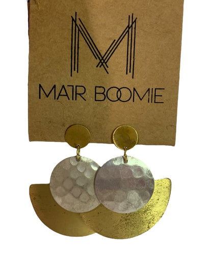 Matr Boomie Mixed Metals Hammered Post Pierced Earrings 2 Inch Drop
