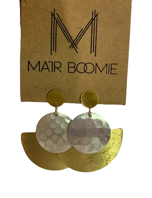 Matr Boomie Mixed Metals Hammered Post Pierced Earrings 2 Inch Drop