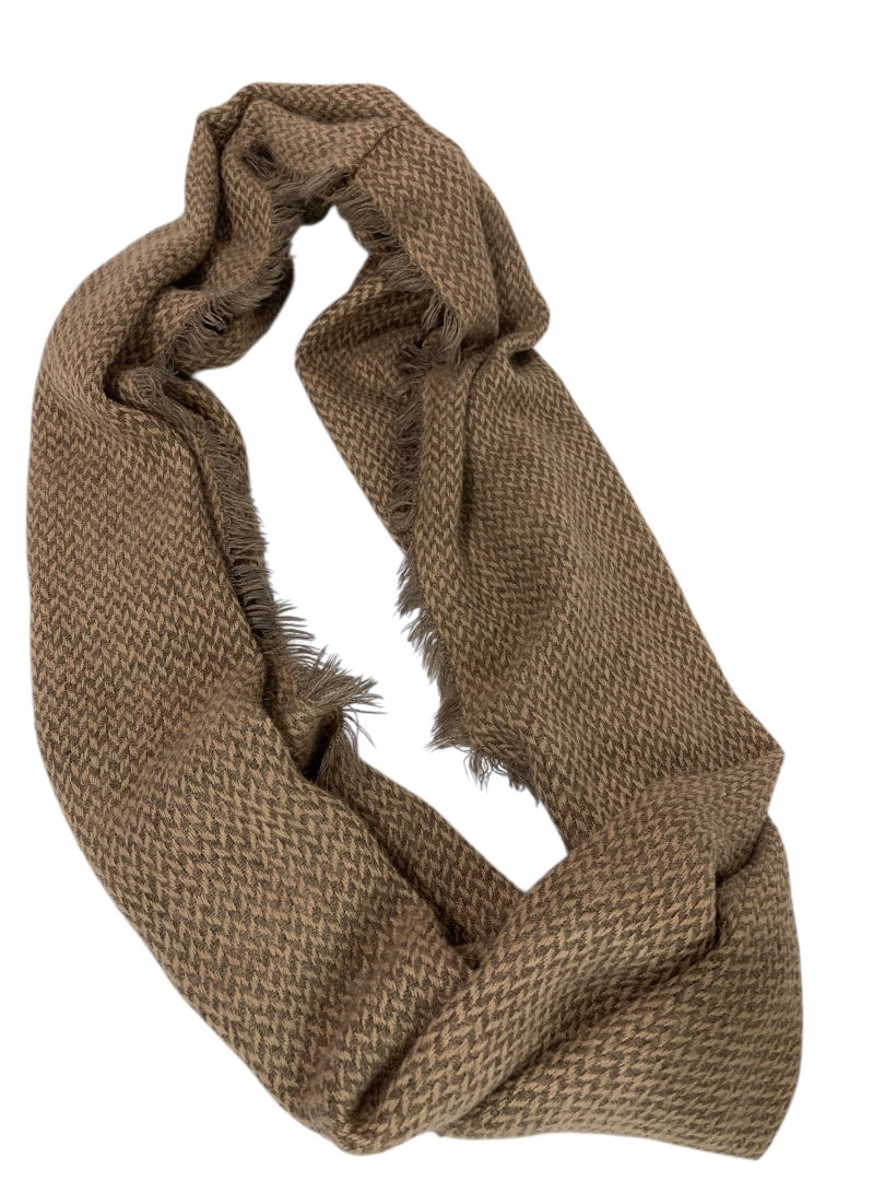 Simonetta Infinity Loop Scarf Fringed Gray Beige Winter