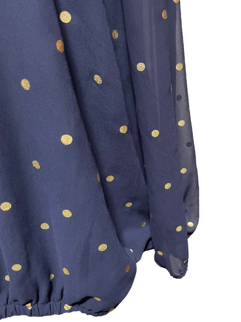 3X Torrid Polka Dot Chiffon Womens Shirt Blouse Lattice Front V-Neck