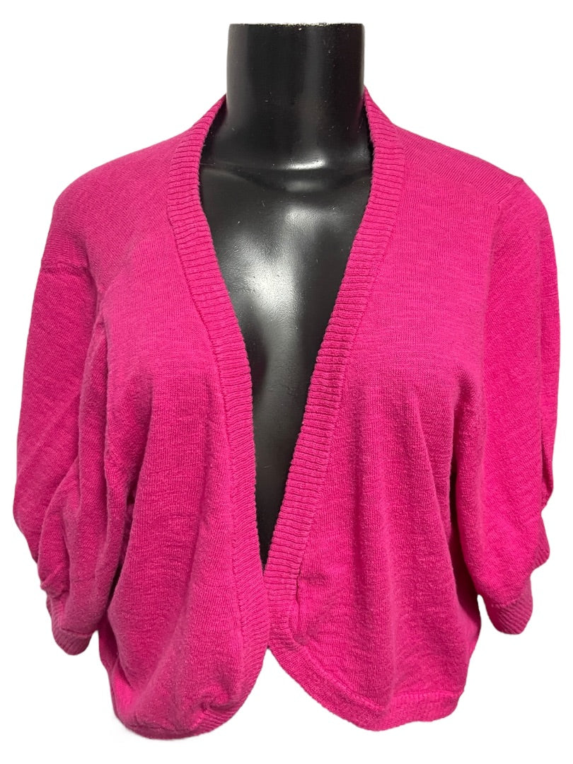 22/24 Lane Bryant Womens Hot Pink Crop Open Cardigan Sweater