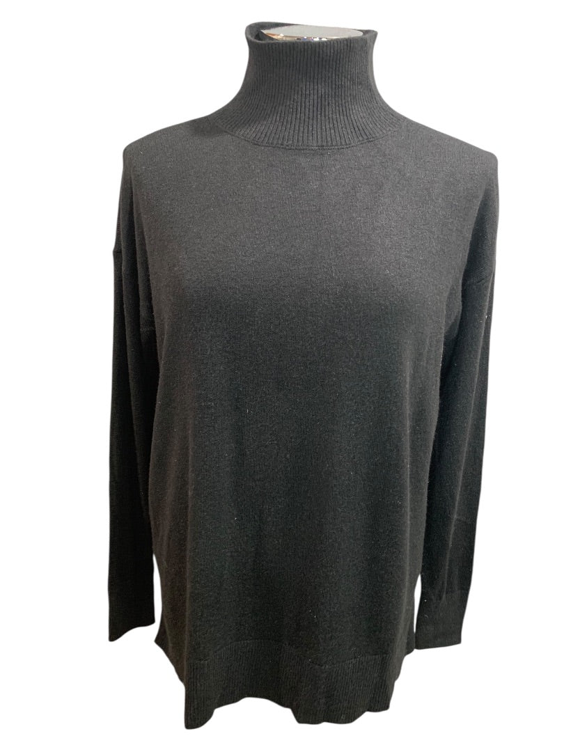 XS Loft Woments Black Turtleneck Sweater Tunic Length