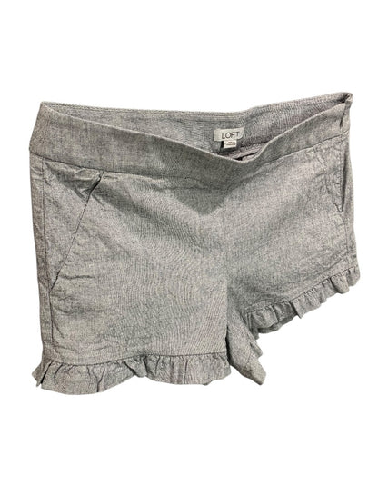 Size 4 Loft Womens Ruffle Hem Shorts Side Zip Blue
