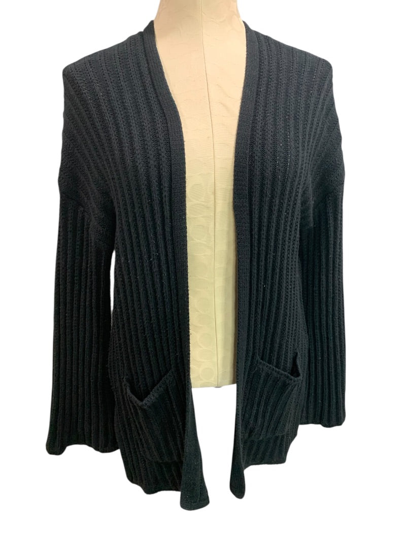 XS American Eagle Womens Black Ribbed Open Cardigan Sweater