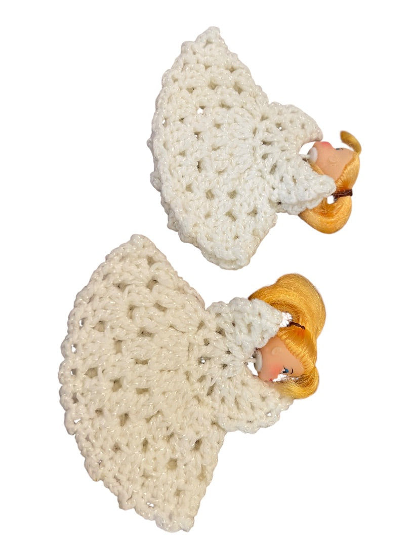 9 Crochet Angel Dresses with 5 Doll Heads Christmas Ornament 3 1/2" x 4 1/2"