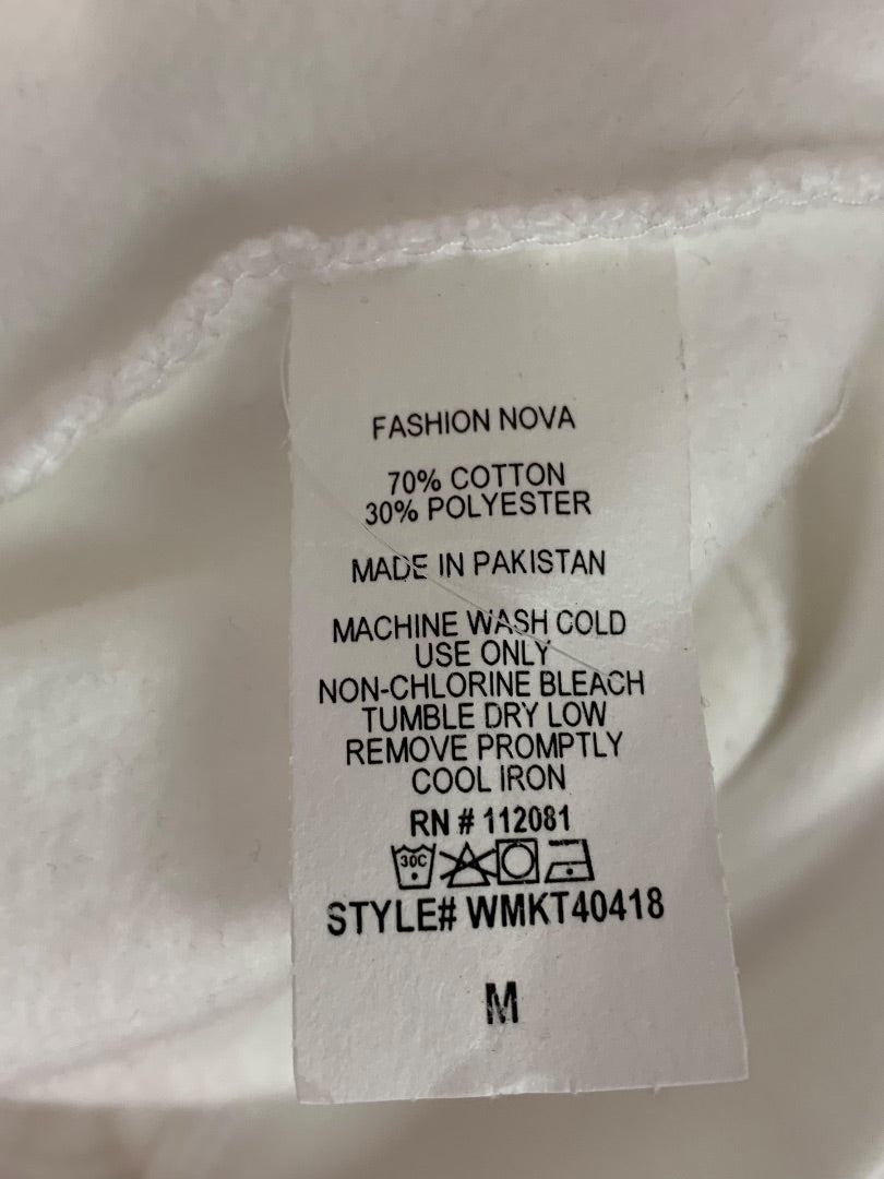Medium Fashion Nova Womens Oversize Pullover Hoodie Sweatshirt White