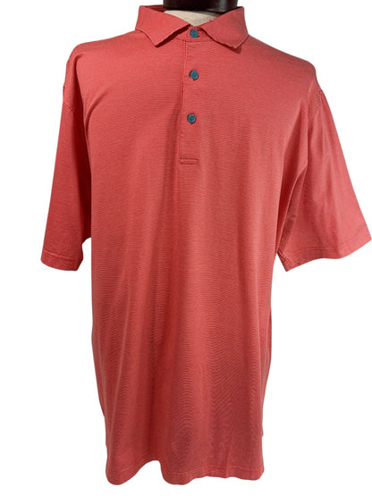 XL Peter Millar Mens Coral Stripe Golf Polo Shirt Short Sleeve