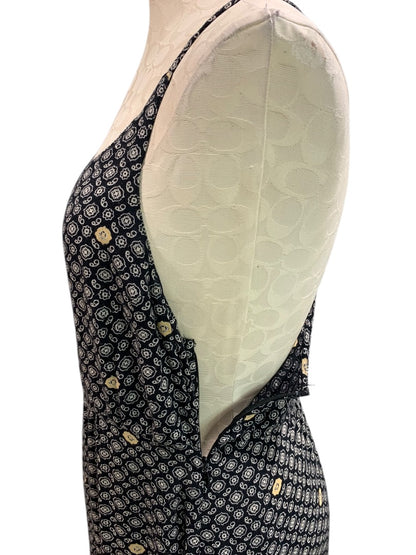 Large Roxy Maxi Dress Side Zip Black Tan Boho Print
