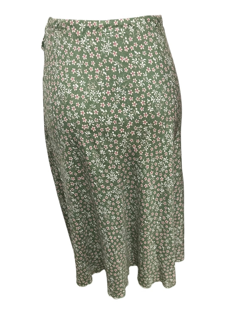 Small Hashtag 2 Piece Outfit Half Wrap Skirt & Smocked Crop Shirt Green