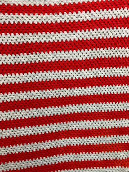 Vintage Crochet Patriotic USA Throw Blanket Afghan Stars Stripes 55" x 41"