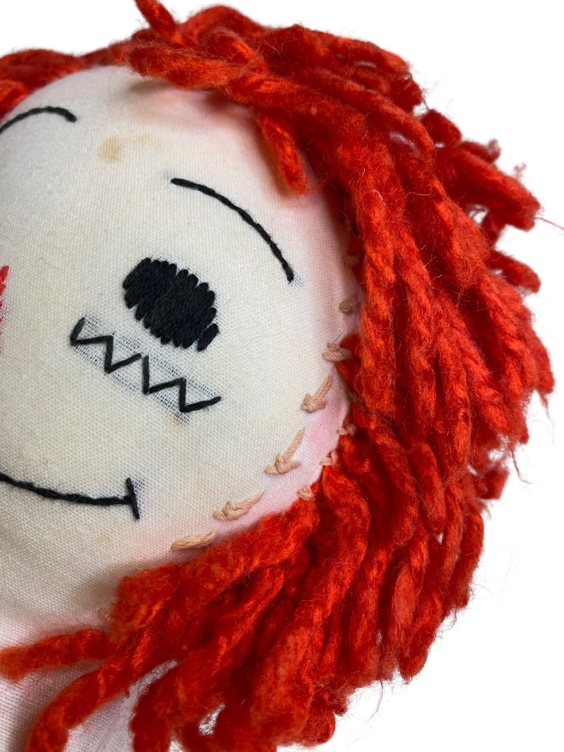 Vintage Handmade Raggedy Andy Rag Doll 19" Embroidered Face