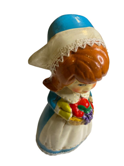 Vintage Napco Japan Papier Mache Pilgrim Girl Figurine M-8228 6"