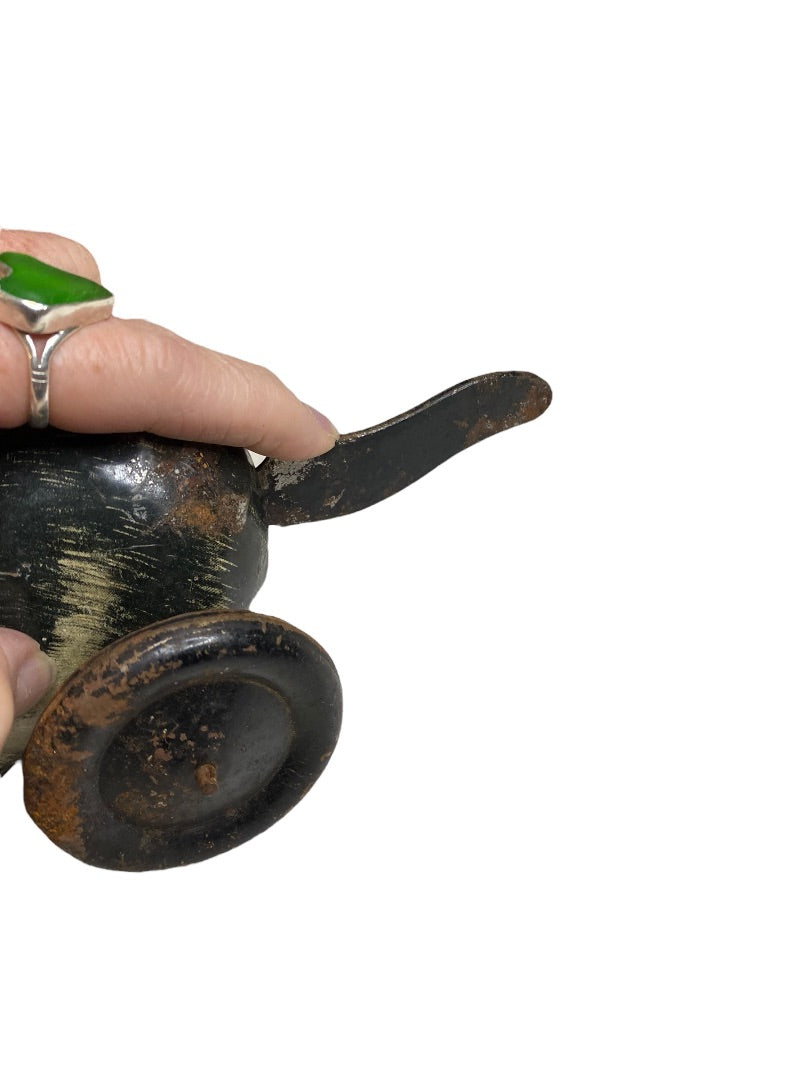 1930s Marx Tin Toy Friction Lever Cat with Wooden Ball 8" Length