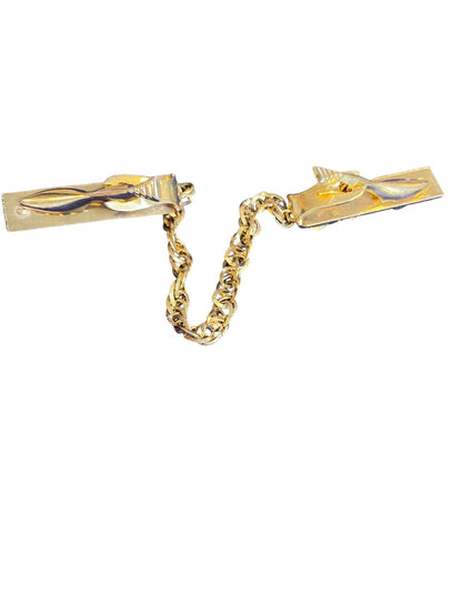 Vintage Goldtone Sweater Clip Bar Clips Vine Design Chain