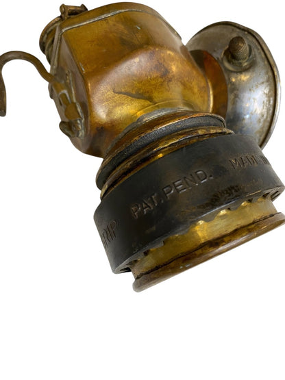 Vintage JustRite Carbide Miners Lamp Steampunk Brass with Grip Band