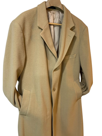 Size 48R Chaps Mens Overcoat Cashmere Blend Light Brown Tan