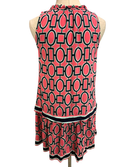Medium Crown & Ivy Sheath Dress Sleeveless Pink Navy Blue Tassel