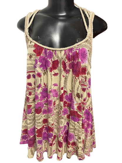 Small Free People Sleeveless Floral Tank with Braided Straps
