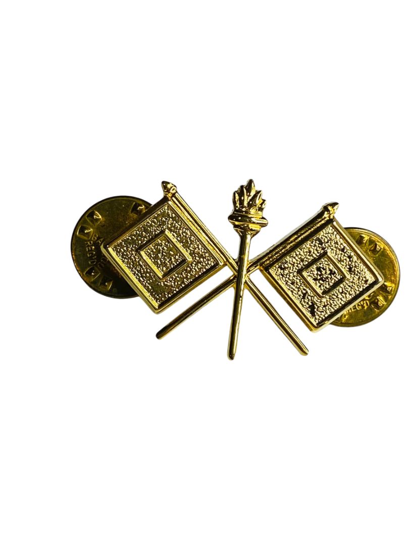 WW2 US Army Signals Collar Goldtone Pin Backed 1.25"