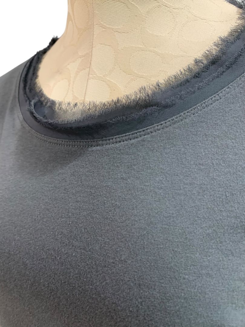 Size Medium LOGO Lori Goldstein Womens Gray Knit Shirt Long Sleeve