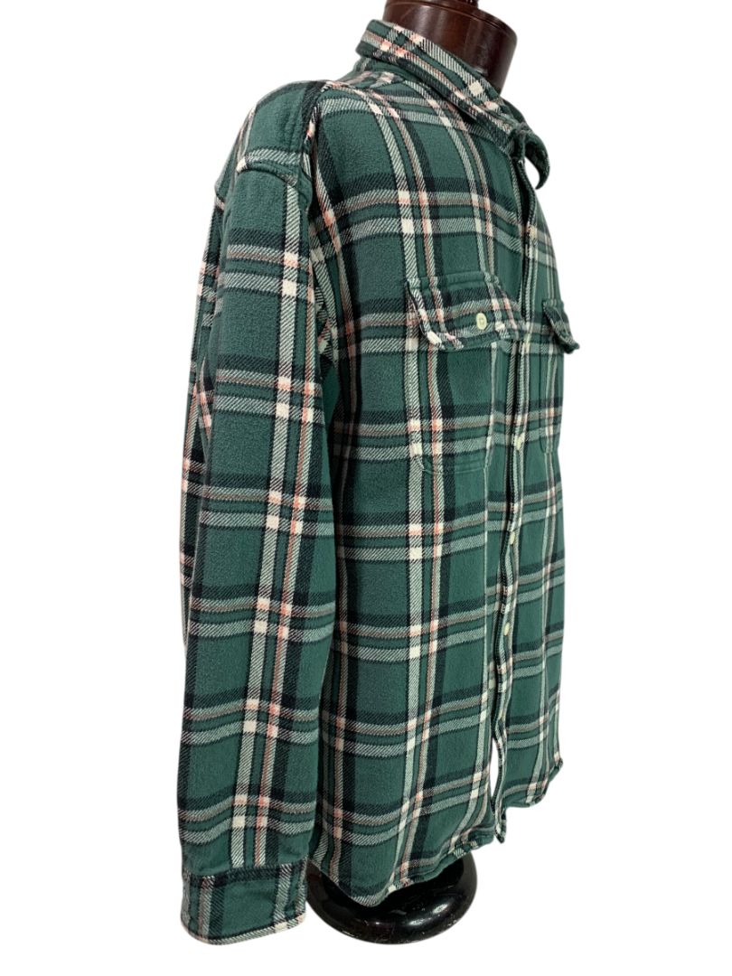 XL American Eagle Mens Button Up Heavy Weight Flannel Green Plaid