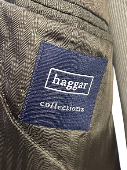 Size 46R Haggar Collections 2 Button Mens Sport Coat Olive Wool Blend