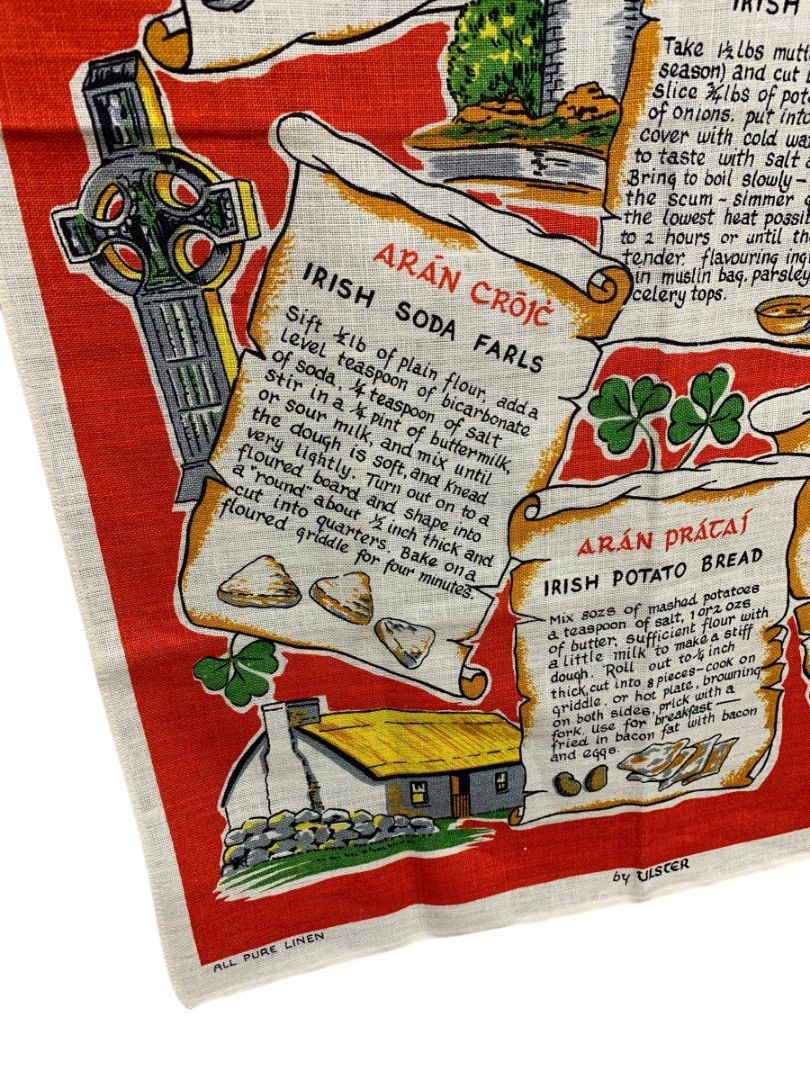 by Ulster Linen Tea Towel Vintage Irish Recipes 20" x 30" Coffee Stew Poundies