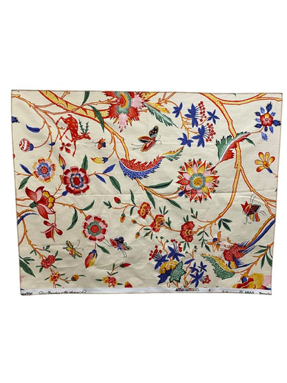 Brunschwig Fils 1 Piece Fabric Linen Cotton Blend 35 x 27.5" Selvage Flora Fauna