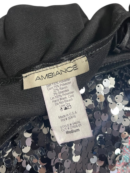 Medium Ambiance Womens Sequin Adjustable Strap Cami Black Silver