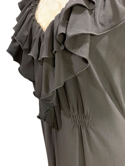 XL Tiana B Black Dress V-Neck Ruffle Sleeveless Polyester Blend