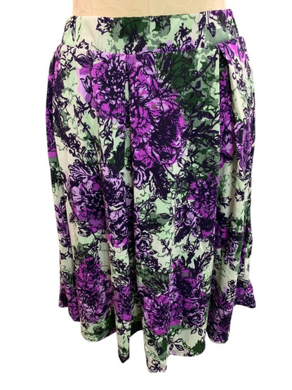 Small LulaRoe Madison Skirt Flare Pockets Green Purple