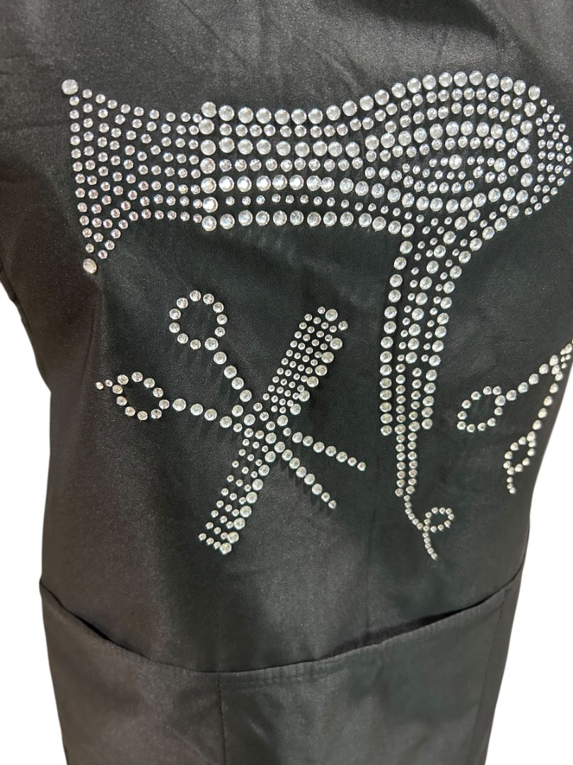 Hair Stylist Apron Embellished New Pockets Black Backed Lined
