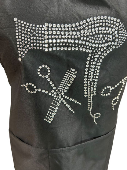 Hair Stylist Apron Embellished New Pockets Black Backed Lined
