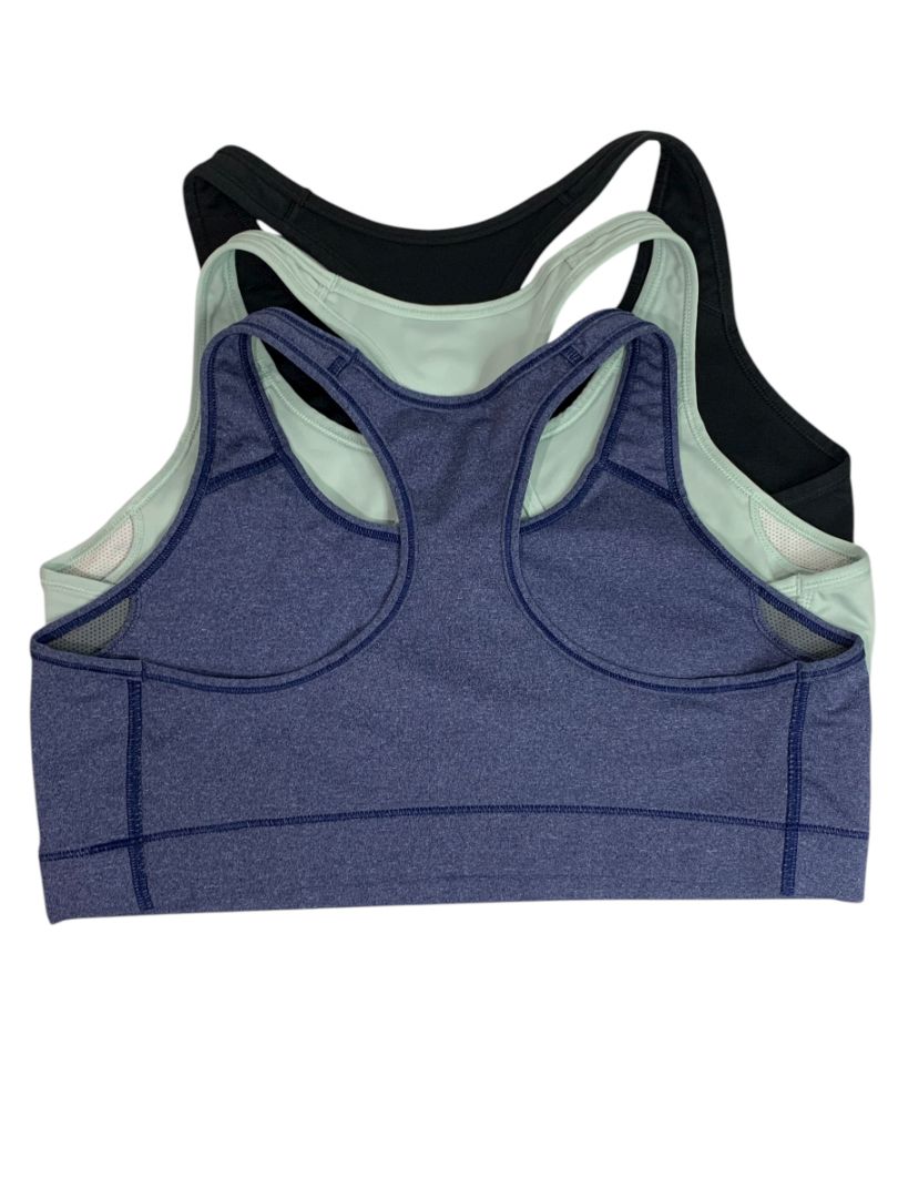 Size XL Nike Lot of 3 Sports Bras No Padding Black Aqua Heather Blue
