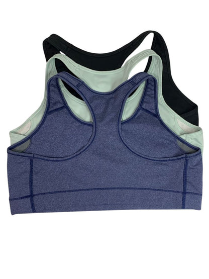 Size XL Nike Lot of 3 Sports Bras No Padding Black Aqua Heather Blue