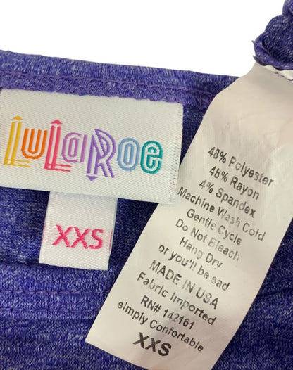 Size XXS LulaRoe Womens Purple Heathered Tunic Tshirt Hi Lo Hem